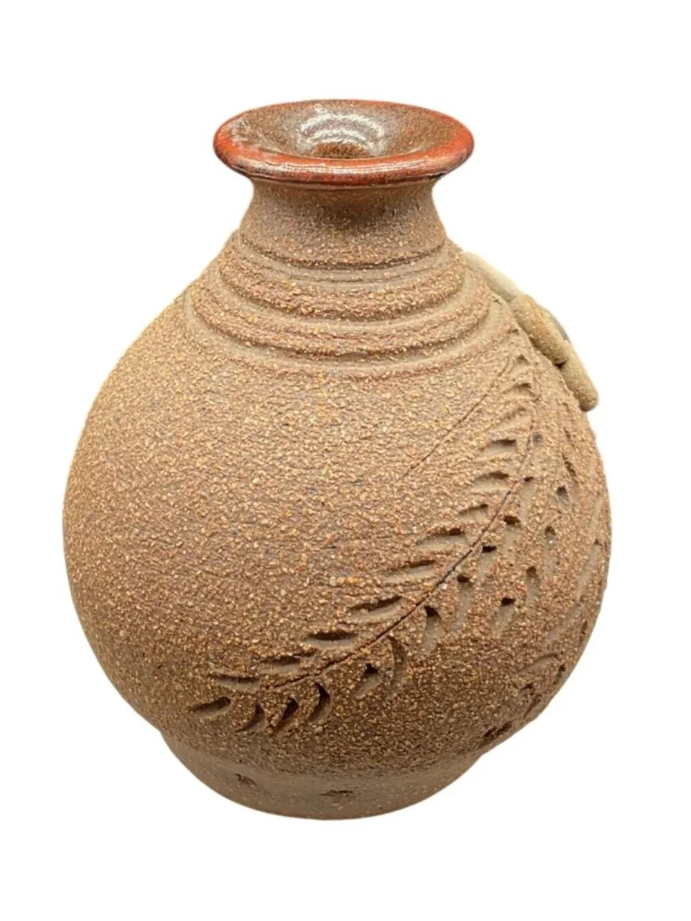Handcrafted Textured Ceramic Bud Vase With Floral Accents By Lynda Smith 4.5